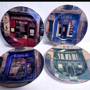 Sakura Table “Storefronts” Set of 4 Stoneware Salad/Dessert Plates Chiu Tak Hak